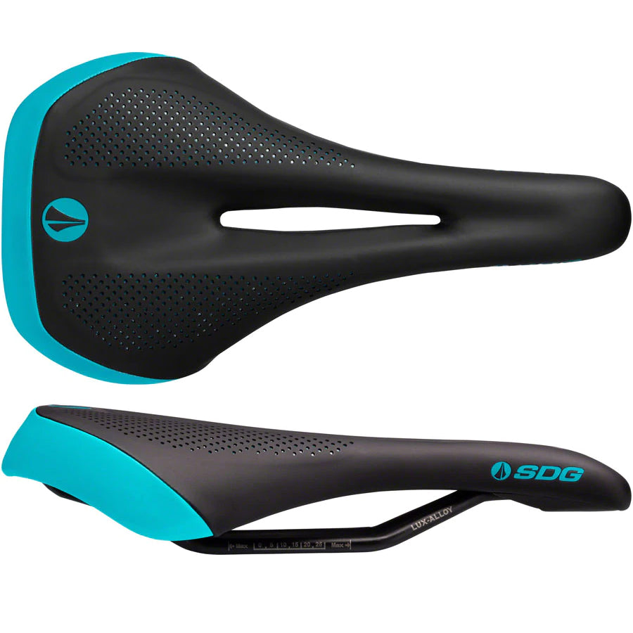 SDG Allure V2 Saddle Lux-Alloy Rails Black/Turq-Goodwynn&#39;sGoodwynn&#39;s