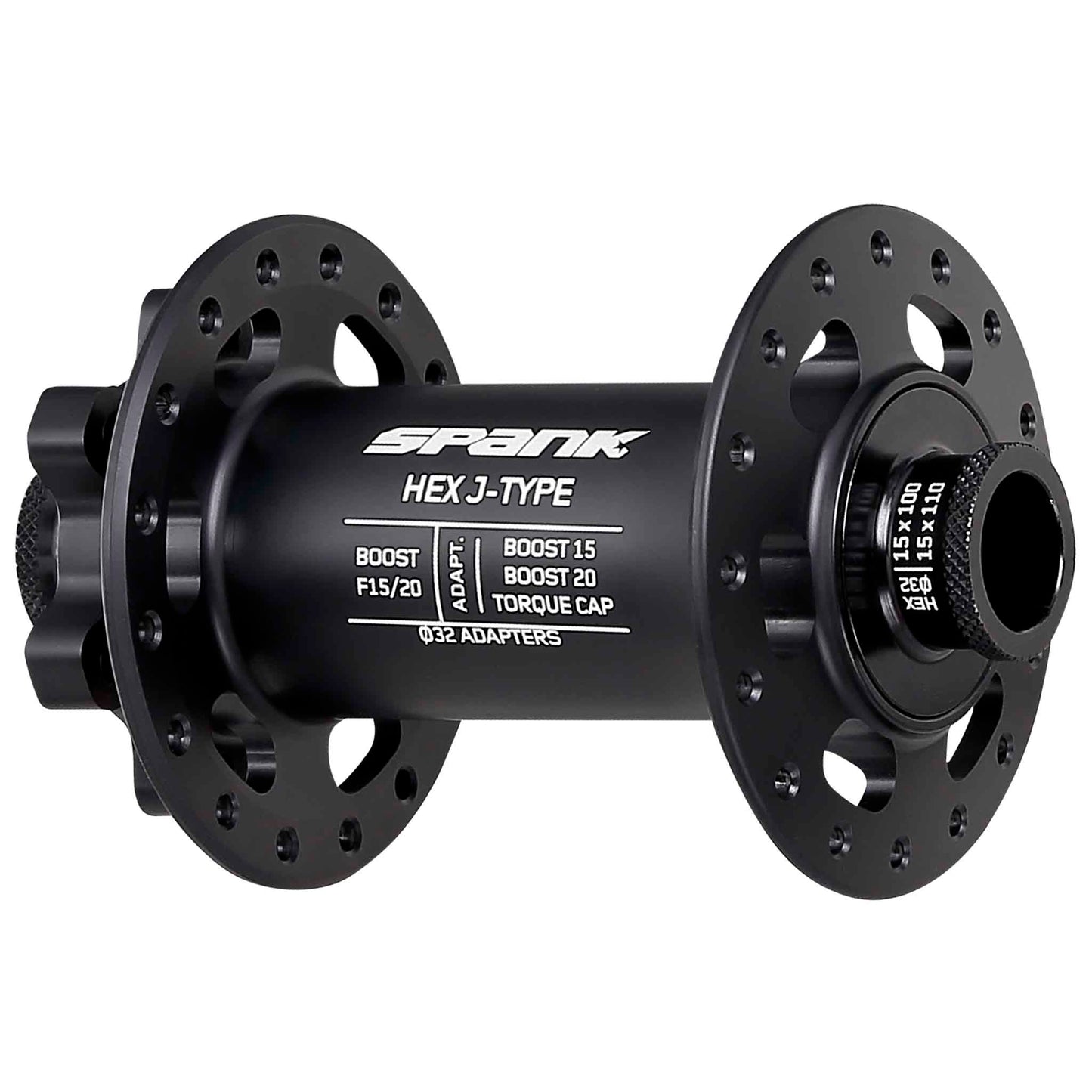 Spank Hex J-Type Front Hub - 15/20 x 110mm 6-Bolt Black 32H