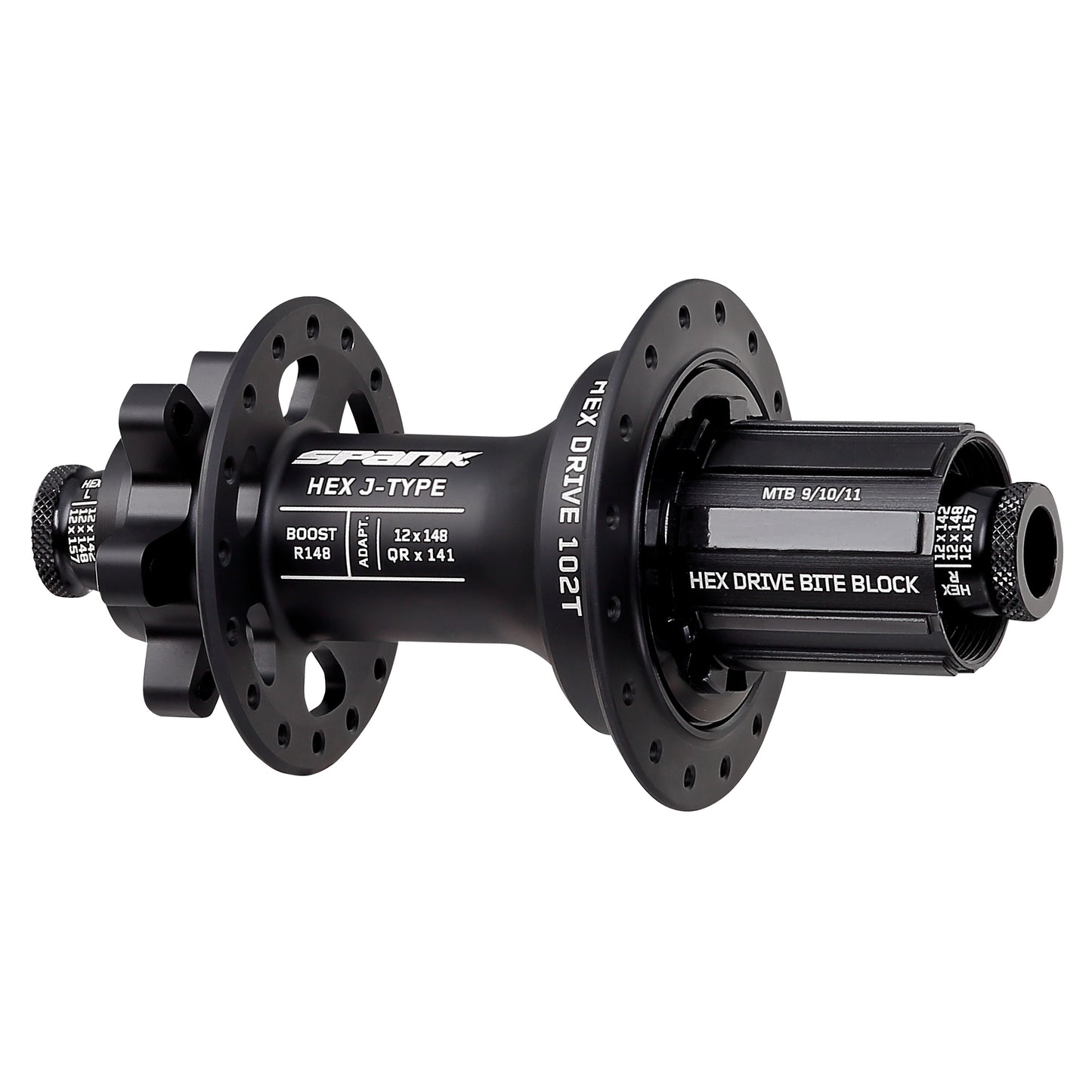 Spank Hex J-Type Rear Hub - 12 x 148mm 6-Bolt HG 11 MTN Black 32H