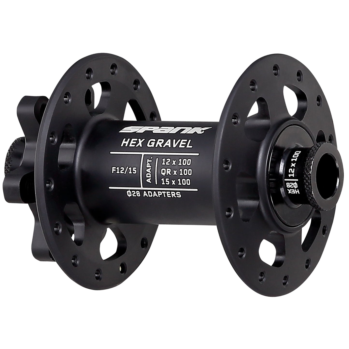 Spank Hex Gravel Front Hub - 12/15 x 100mm 6-Bolt Black 28H