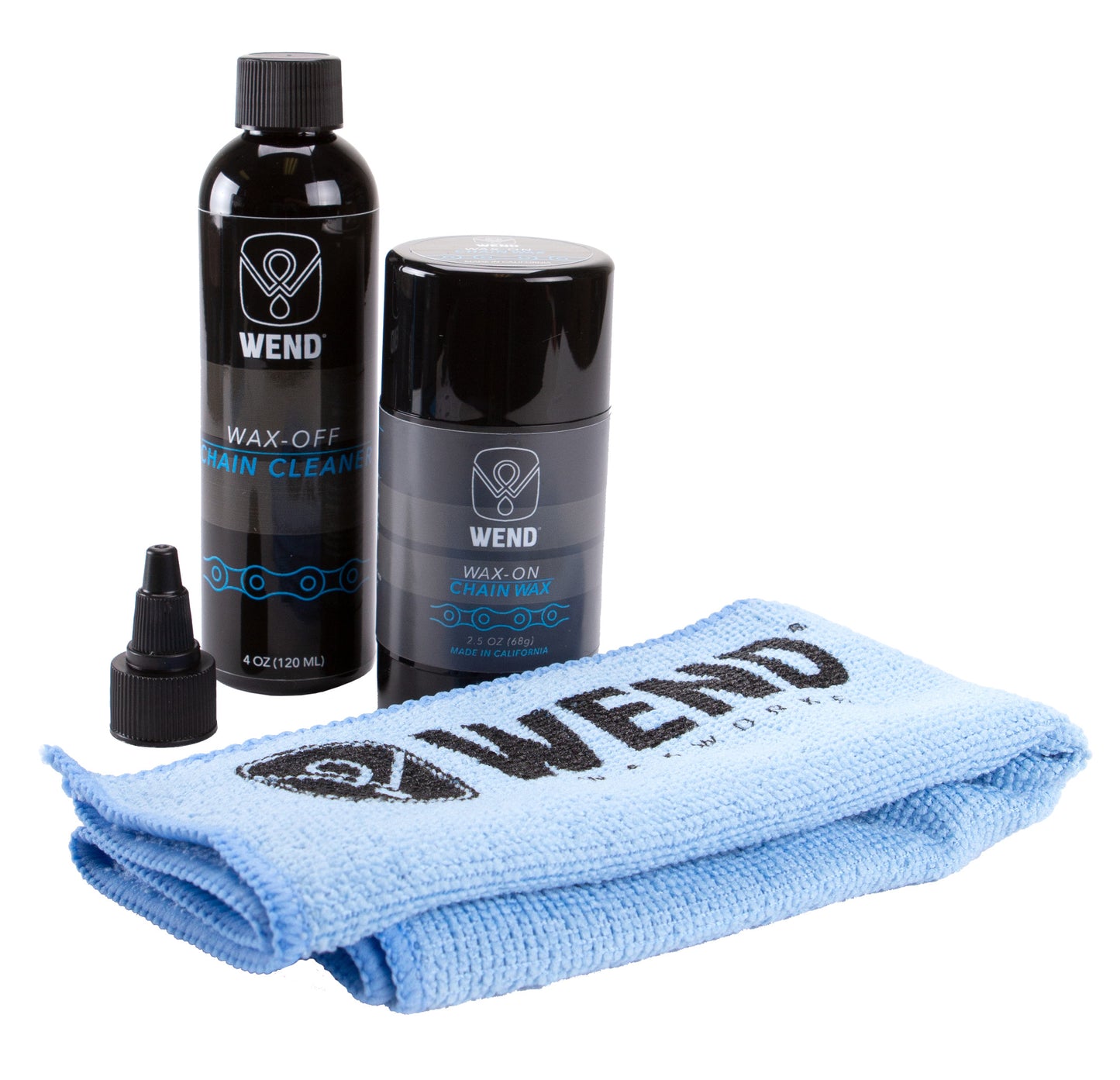 Wend Performance Wax Chain Kit 1x Wax 2.5oz 1x Cleaner 4oz Towel Clear