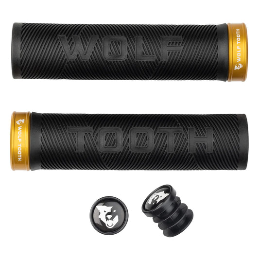 Wolf Tooth Components Echo Lock-On Grip Set Black/Gold-Goodwynn's