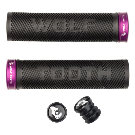 Wolf Tooth Components Echo Lock-On Grip Set Black/Purple-Goodwynn's