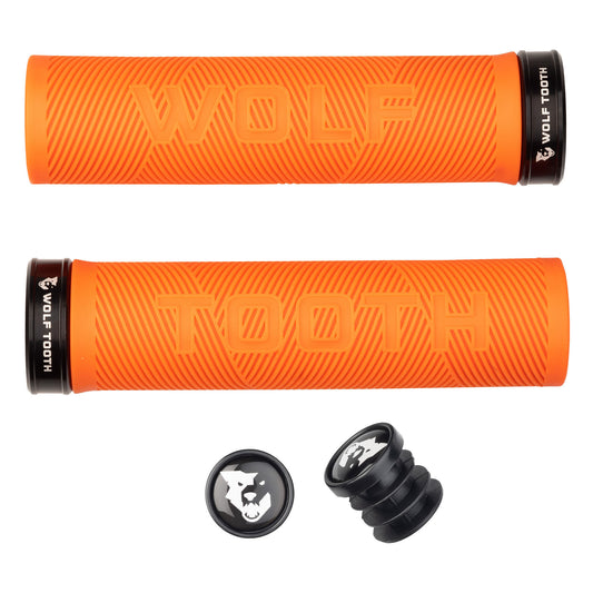 Wolf Tooth Components Echo Lock-On Grip Set Orange/Black-Goodwynn's