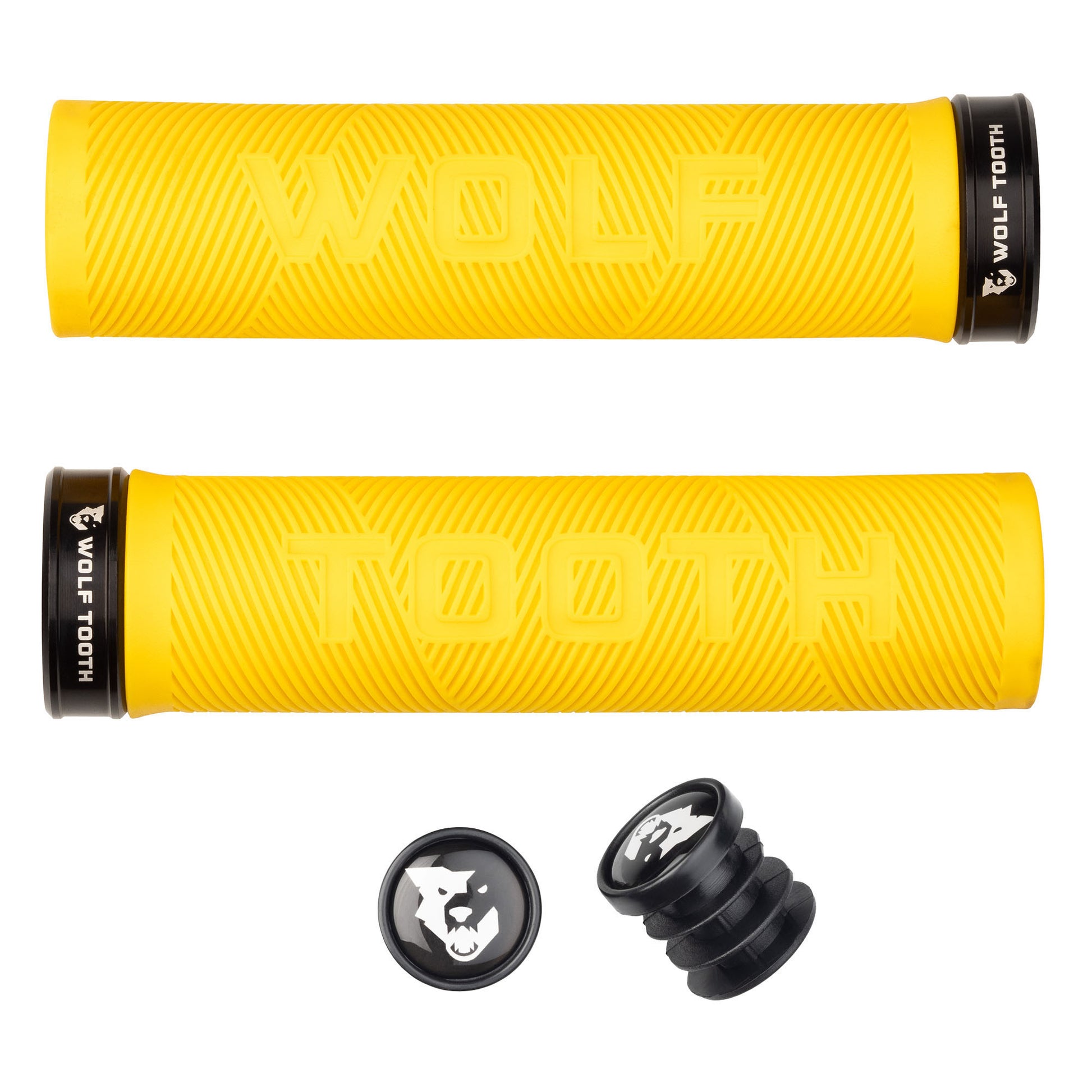 Wolf Tooth Components Echo Lock-On Grip Set Yellow/Black-Goodwynn&#39;sGoodwynn&#39;s