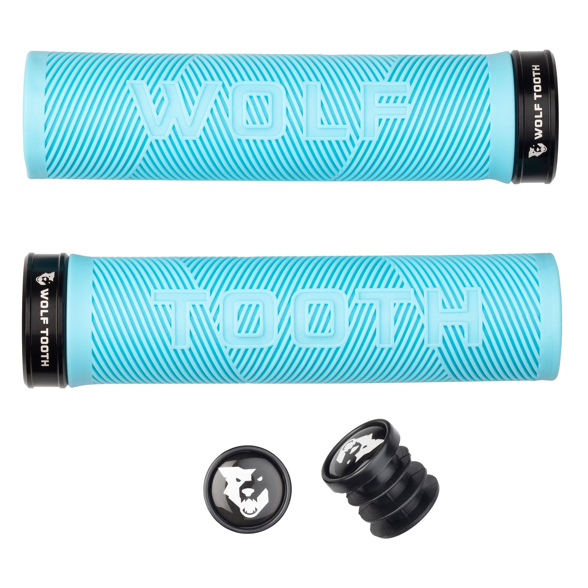 Wolf Tooth Components Echo Lock-On Grip Set Teal/Black-Goodwynn&#39;sGoodwynn&#39;s