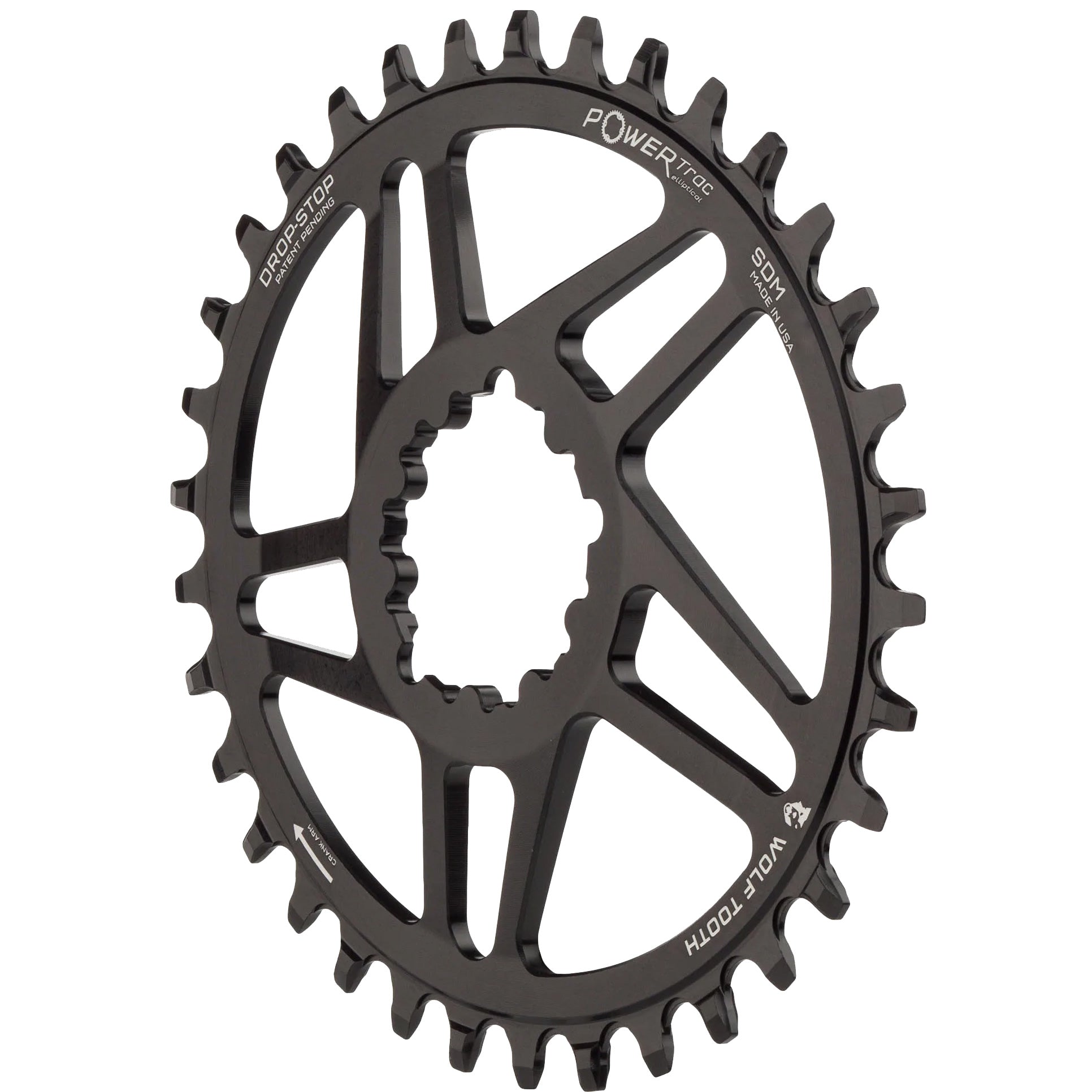 Wolf Tooth Elliptical Direct Mount Chainring - 32t SRAM Direct Mount For SRAM 3-Bolt Boost Cranks Requires Hyperglide+ Chain BLK-Goodwynn&#39;sGoodwynn&#39;s